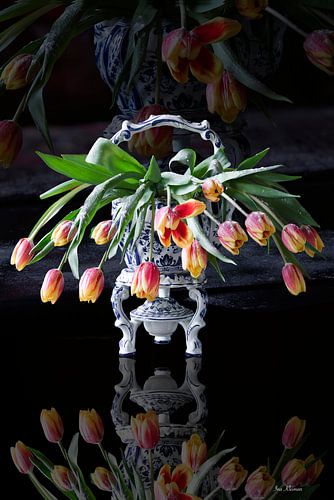 Dutch still life vase with tulips