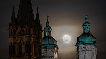 Volle maan in Naumburg van Martin Wasilewski