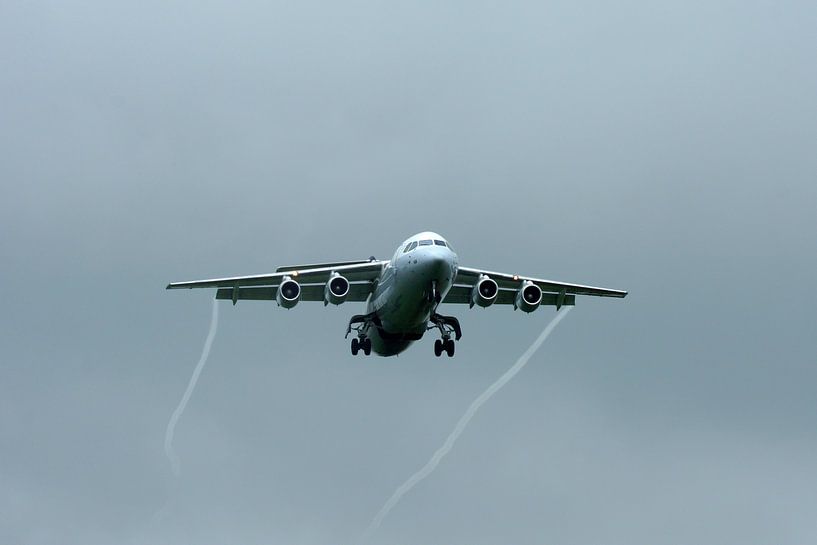Landendes Flugzeug von Tom Van Dyck
