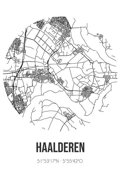Haalderen (Gelderland) | Map | Black and white by Prints of Place