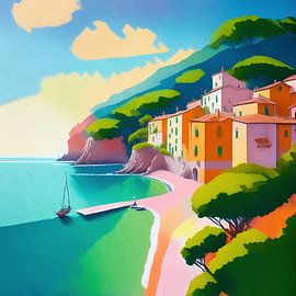 La Riviera italienne colorée avec son charmant village côtier