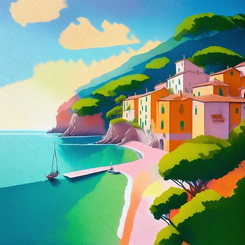 Kleurrijke Italiaanse Rivièra met sfeervol kustdorp