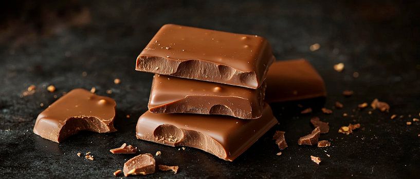 Chocolate pieces on a dark background by Poster Art Shop