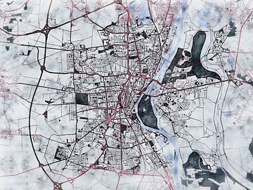 Karte von Magdeburg im stil 'White winter' von Maporia