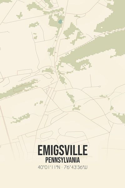 Vintage map of Emigsville (Pennsylvania), USA. by Prints of Place