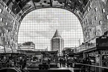 De Markthal in Rotterdam in zwart-wit van Stedelijke landschappen - Rick Van der Poorten Fotografie