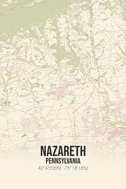 Vintage landkaart van Nazareth (Pennsylvania), USA. van Stad & Wand