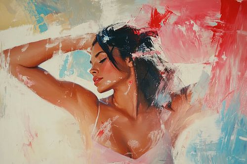 Abstract portret met dynamische kleuren