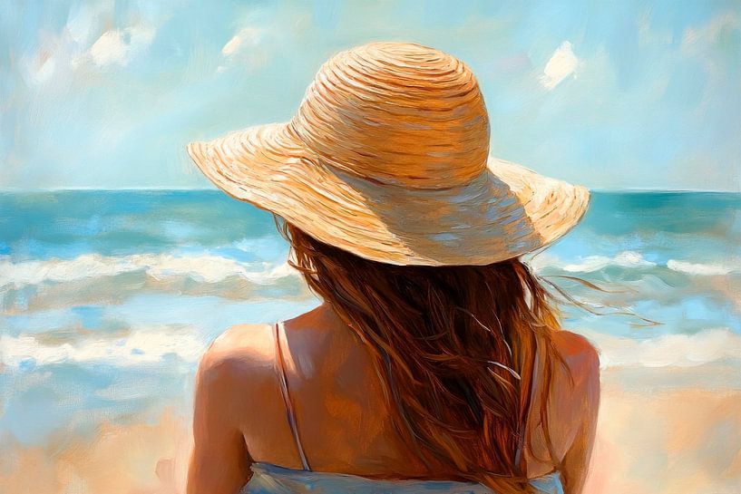 Beach view with hat by Poster Art Shop
