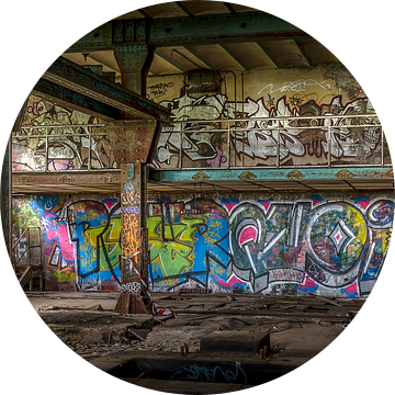 Graffiti in een oude kolenmijn van Jarno Boks
