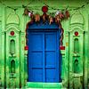 Grüne Fassade in Orccha, Indien von Theo Molenaar