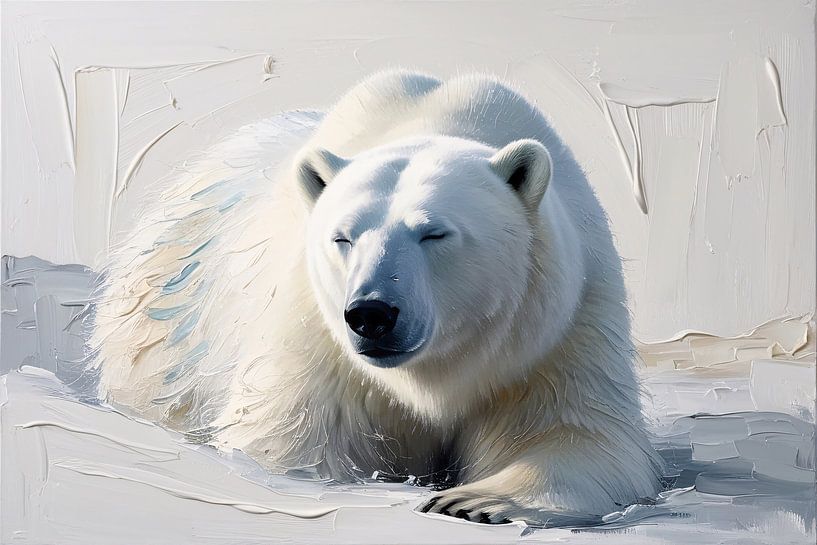 Ours polaire au repos dans la neige par Art & Soul Creations