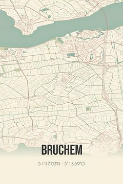 Vintage landkaart van Bruchem (Gelderland) van Rezona