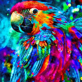 PAPAGEI in regenboogkleuren van The Art of Mark Fischer