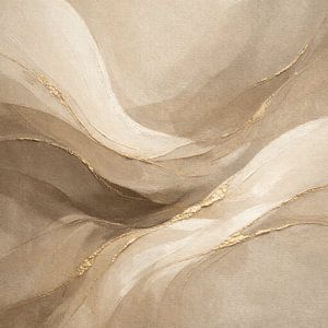 Golden Earth Flow – Tableau abstrait de luxe dans les tons beige, taupe et doré