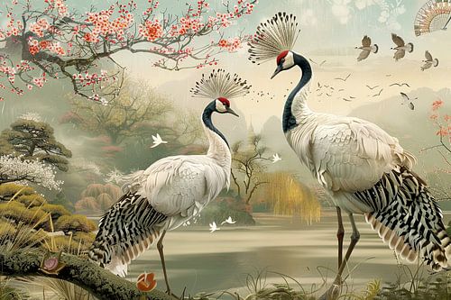 Japanse kunst paradijsvogels
