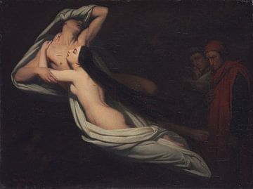 Ary Scheffer, Dante en Virgil ontmoeten de schaduwen van Francesca da Rimini en Paolo, 1851 van Atelier Liesjes