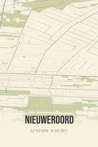 Alte Landkarte von Nieuweroord (Drenthe) von Ortsdrucke
