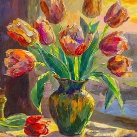 tulipe sur vase sur Martin Mol