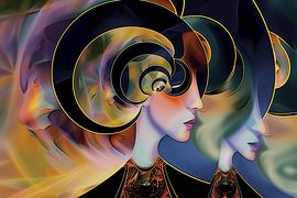 Frauenporträt mit Goldrand