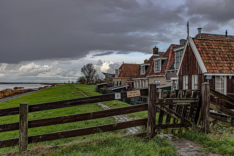 Dike houses on the dike near Makkum by Paul Veen