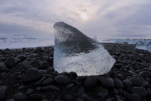 Block of ice on the beach of Iceland