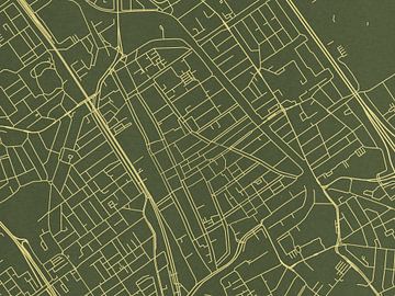 Carte de Delft Centrum en or vert sur Map Art Studio