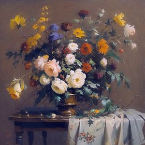 Field flowers and roses still life