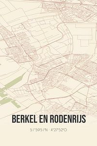 Vieille carte de Berkel en Rodenrijs (Hollande du Sud) sur Rezona