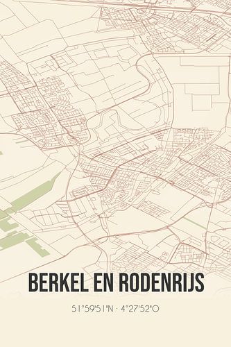 Vintage landkaart van Berkel en Rodenrijs (Zuid-Holland)