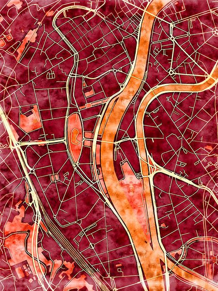 Carte de Luik centrum avec le style 'Amber Autumn' par Maporia