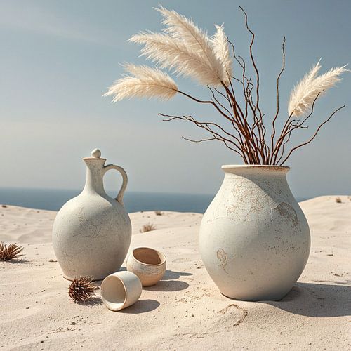 Ibiza stijl witte kruiken.