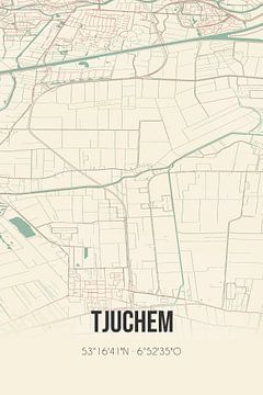 Vintage landkaart van Tjuchem (Groningen) van Rezona