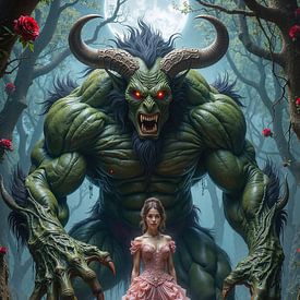 LYRATHON - Un monstre colossal et une jeune femme sur INFERAURUM