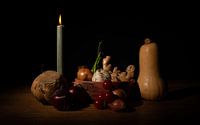 Still life with pumpkin and candle