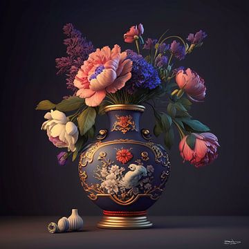 Nature morte avec des fleurs. sur Gelissen Artworks