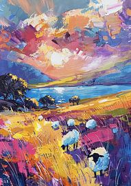 Schafe unter einem feurigen Himmel von ByNoukk