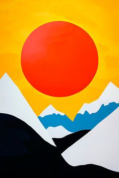 Glowing mountains in the sunset - Modern by Poster Art Shop