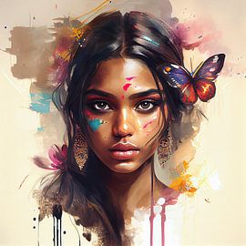 Aquarelle femme hindoue #1