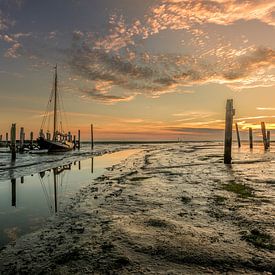 Zonsopkomst Texel droogvallen van John Jansen