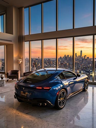Blauwe luxe sportwagen