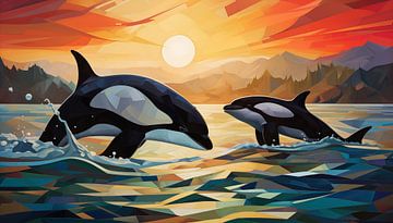Abstract orca's cubism panorama by TheXclusive Art