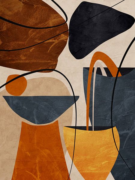 Kleurrijke geometrische organische abstracte kunst van Online Arts