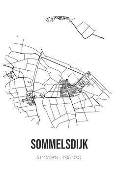 Sommelsdijk (Zuid-Holland) | Landkaart | Zwart-wit van MijnStadsPoster