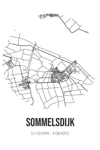 Sommelsdijk (Zuid-Holland) | Landkaart | Zwart-wit