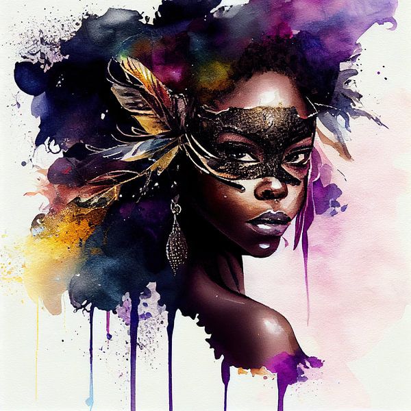 Aquarelle Femme Carnaval #4 par Chromatic Fusion Studio