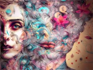 Surrealistische vrouw en man