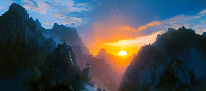 Coucher de soleil dans les montagnes par Angel Estevez