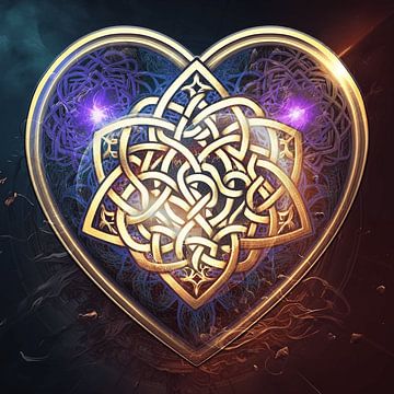 Mystiek hart van verbinding: Gouden ster gemaakt van Keltische knopen