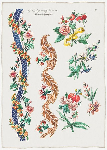 Blumenmuster und Blumenbänder, Giacomo Cavenezia von Meisterhafte Meister